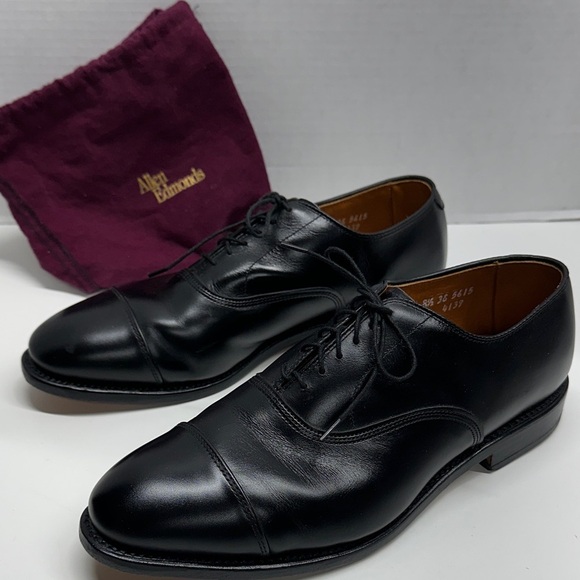 Allen Edmond Park Avenue Cap Toe Oxford Dress Shoe Leather Black Mens 8.5 EEE